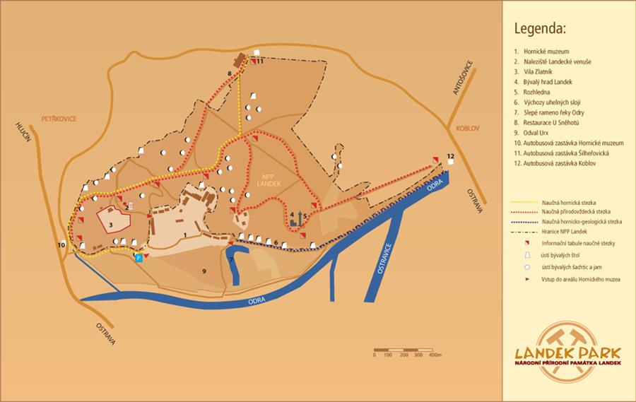 Mapa Landek parku v Ostravě
